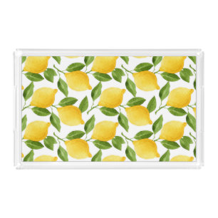 Decorative lemons acrylic tray