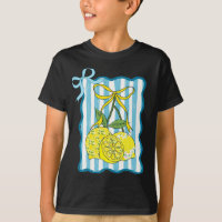 Decorative Lemons with Bows on Striped Background