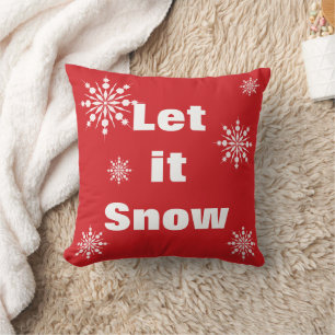 Decorative Let it Snow Crystal Snowflake Christmas Throw Pillow