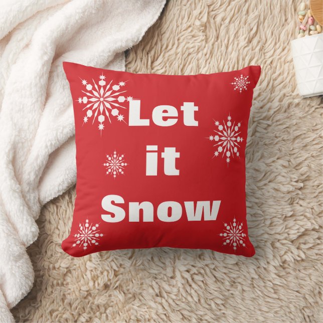 Decorative Let it Snow Crystal Snowflake Christmas Throw Pillow (Blanket)