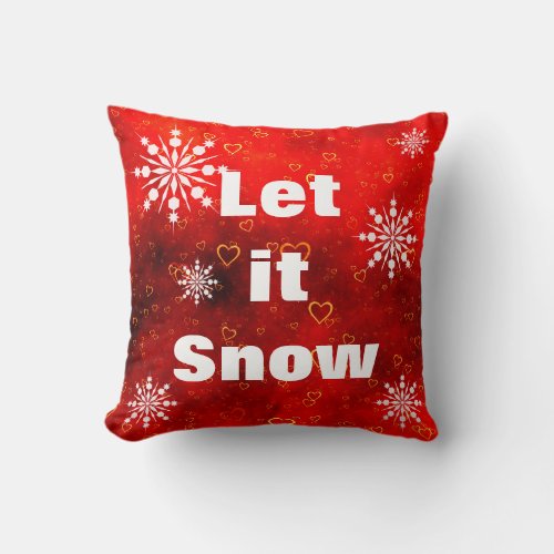 Decorative Let it Snow Crystal Snowflake Christmas Throw Pillow