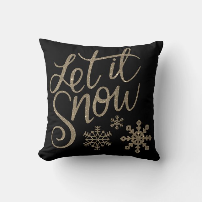 Decorative Let it Snow Crystal Snowflake Christmas Throw Pillow (Front)