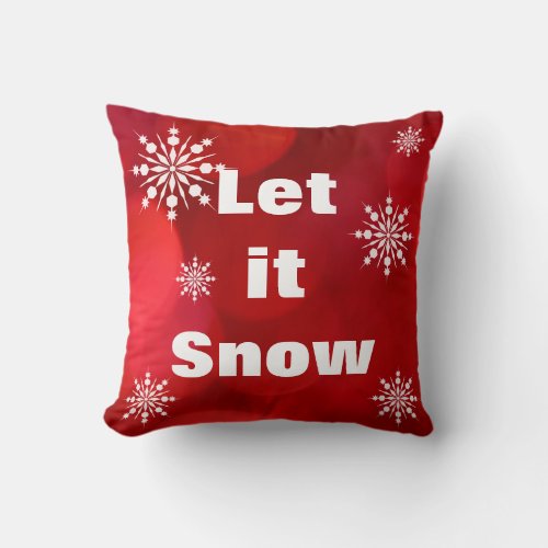 Decorative Let it Snow Crystal Snowflake Christmas Throw Pillow