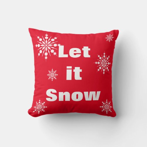Decorative Let it Snow Crystal Snowflake Christmas Throw Pillow