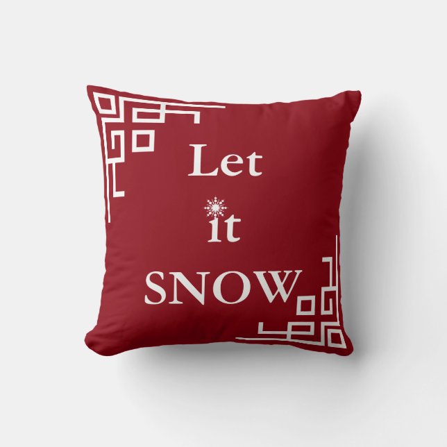 Decorative Let it Snow Crystal Snowflake Christmas Throw Pillow (Front)