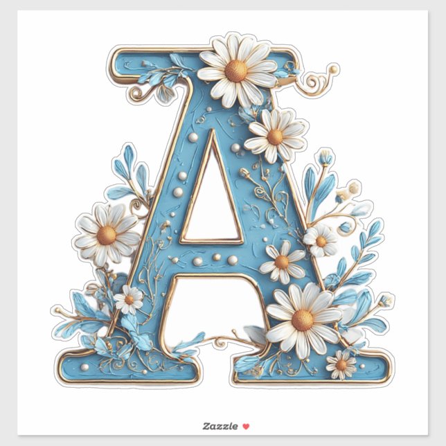 Decorative Letter A With Blue Enamel Sticker (Sheet)