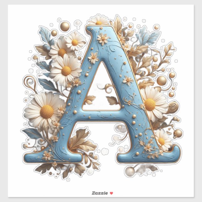 Decorative Letter A With Blue Enamel Sticker (Sheet)