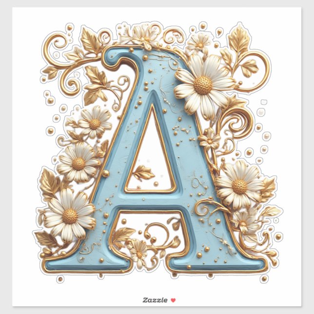Decorative Letter A With Blue Enamel Sticker (Sheet)