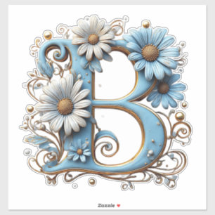 Decorative Letter B With Blue Enamel Sticker