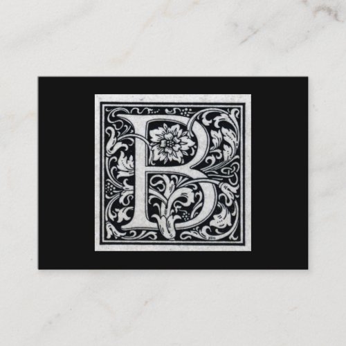 Decorative Letter "B" Woodcut Woodblock Inital Business Card