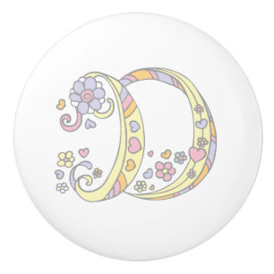 Decorative letter D monogram handle pull knob
