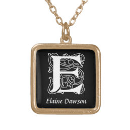 Decorative Letter E Monogram Initial Personalized Gold Plated Necklace