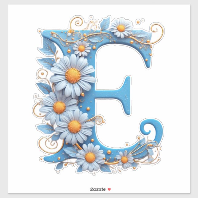 Decorative Letter E With Blue Enamel Sticker (Sheet)