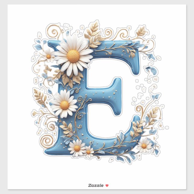 Decorative Letter E With Blue Enamel Sticker (Sheet)