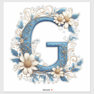 Decorative Letter G With Blue Enamel Sticker
