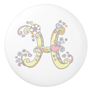 Decorative letter H monogram handle pull knob
