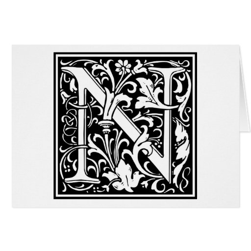 Decorative Letter Initial “N” Card | Zazzle