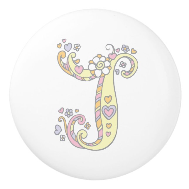 Decorative letter J monogram handle pull knob (Front)