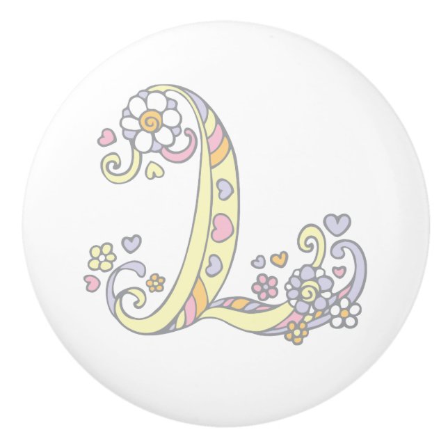 Decorative letter L monogrammed handle knob (Front)