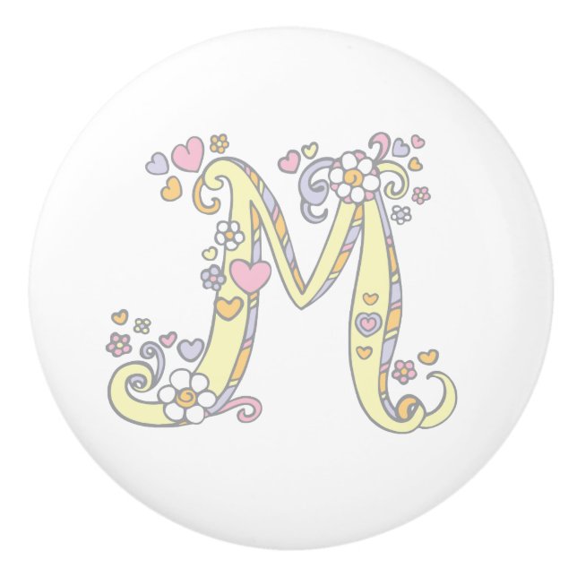Decorative letter M monogrammed handle knob (Front)