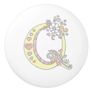 Decorative letter Q monogram handle pull knob