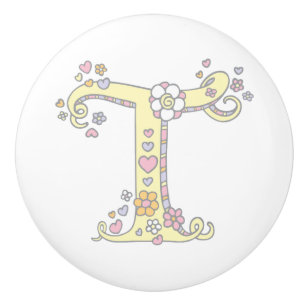 Decorative letter T monogram handle pull knob