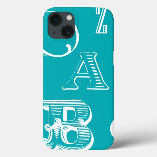 Decorative Letters on Blue Background Case-Mate iPhone Case (Back)