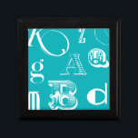 Decorative Letters on Blue Background Gift Box<br><div class="desc">A veritable alphabet soup awaits you when you purchase this print of decorative letters on a blue background. A Vision Studio creation,  this would be a great addition to a kid's room or their playroom. Order a print today!</div>