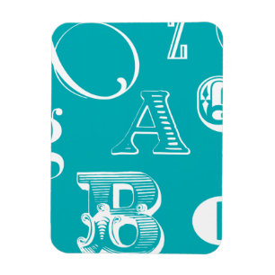 Decorative Letters on Blue Background Magnet