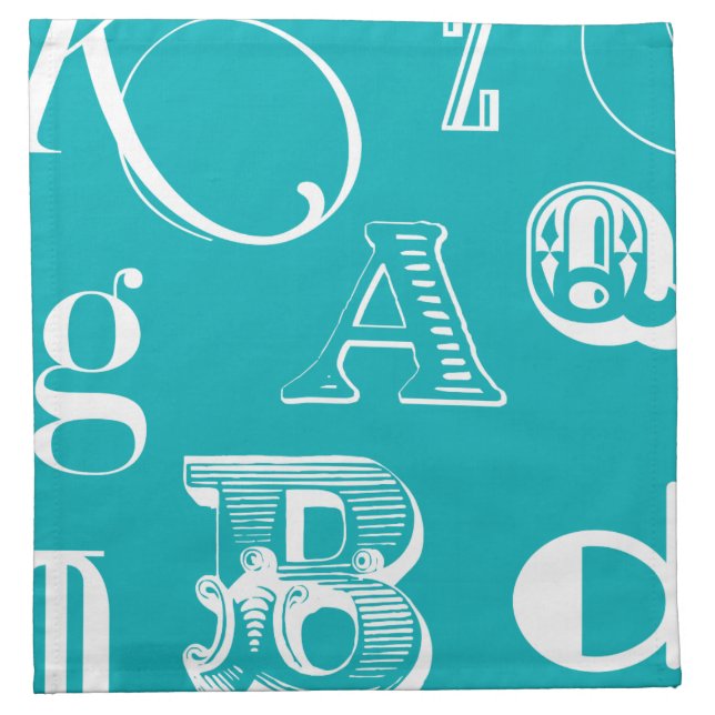 Decorative Letters on Blue Background Napkin (Front)