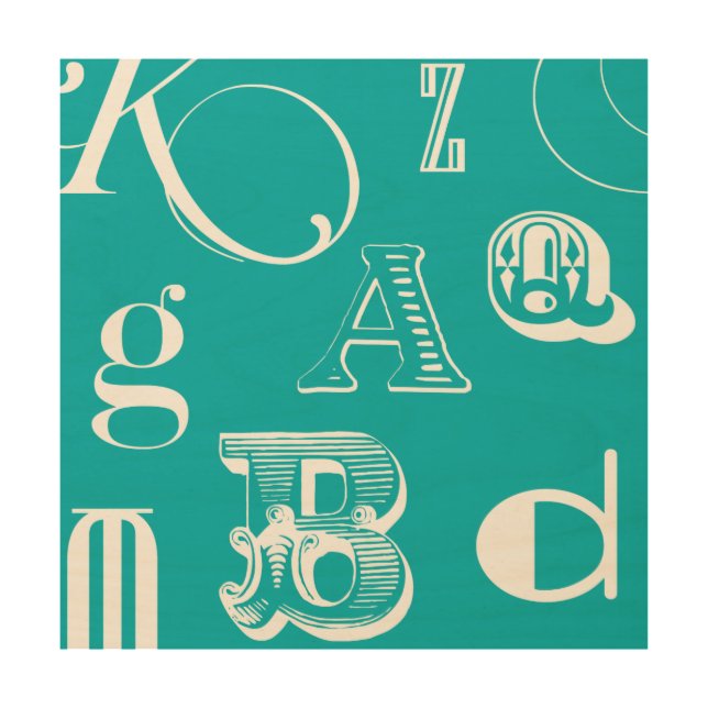 Decorative Letters on Blue Background Wood Wall Decor (Front)