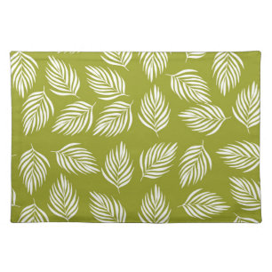 Decorative Lime Green Leaves Pattern Cloth Placemat