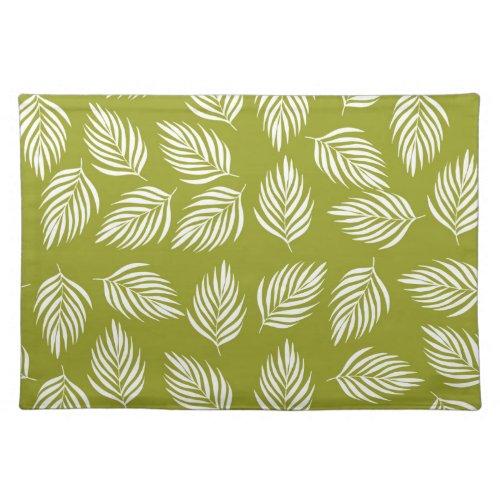 Decorative Lime Green Leaves Pattern Cloth Placemat