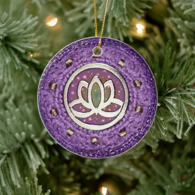 Decorative Lotus Crochet Look Ceramic Ornament (Tree)