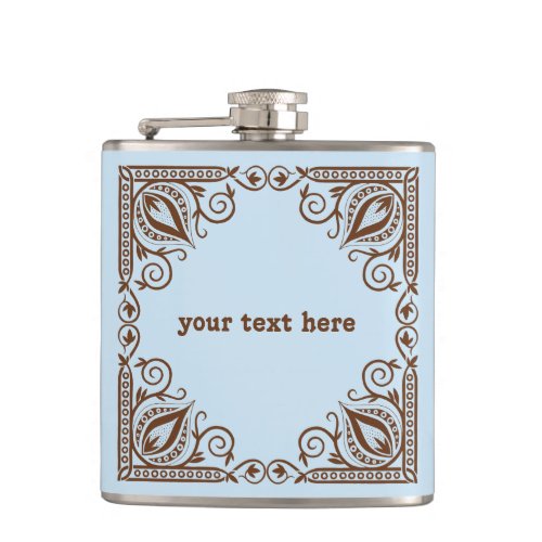 Decorative Lotus Flower  Vines Floral Border Flask