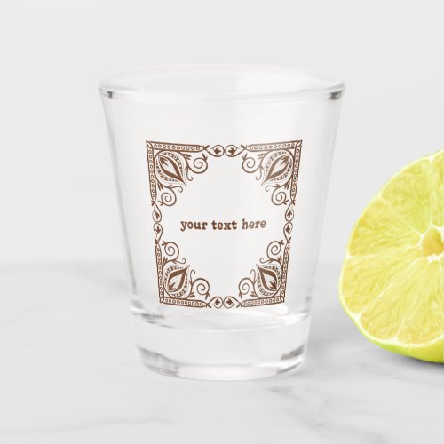 Decorative Lotus Flower  Vines Floral Border Shot Glass