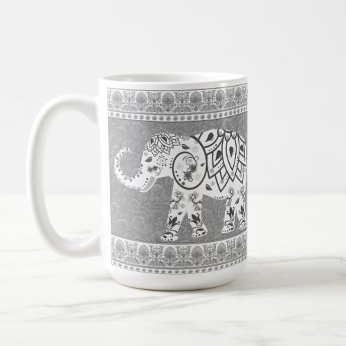 Decorative Lotus Mandala Elephant Coffee Mug