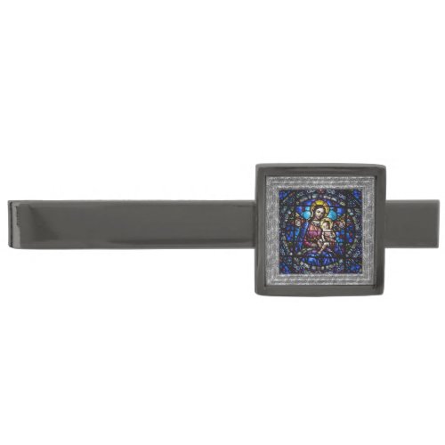 Decorative Madonna And Child Gunmetal Finish Tie Bar