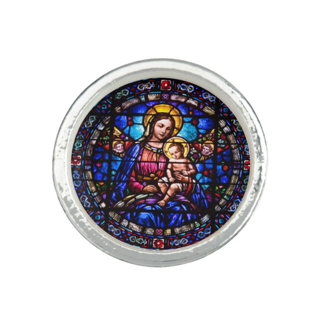 Decorative Madonna And Child Ring (Front)