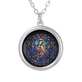 Decorative Madonna And Child Silver Plated Necklace by justcrosses at Zazzle
