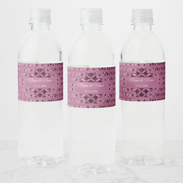 Decorative Magenta Water Bottle Label (Bottles)