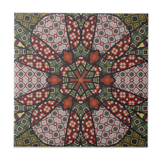  Decorative Mandala  Ceramic Tile (Front)