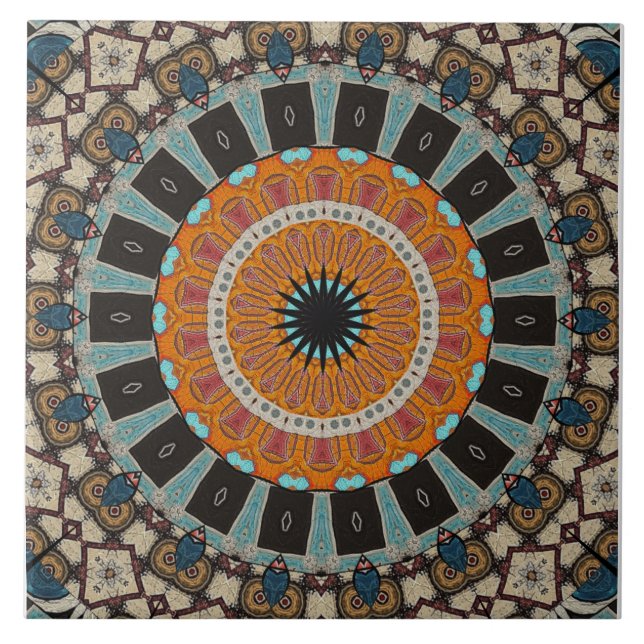  Decorative Mandala  Ceramic Tile (Front)
