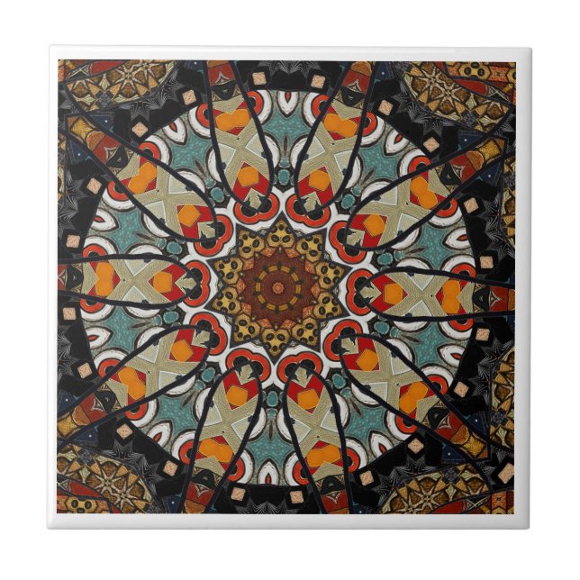  Decorative Mandala  Ceramic Tile (Front)