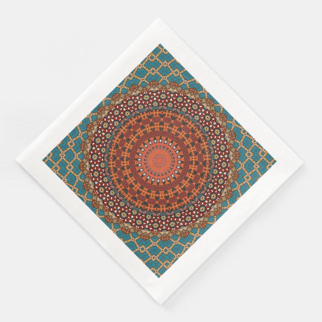  Decorative Mandala Paper Dinner Napkins (Corner)