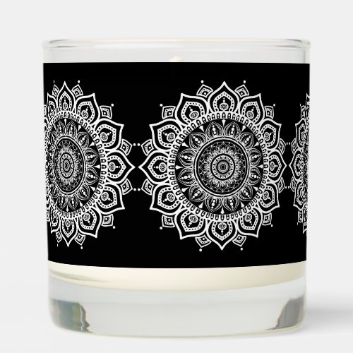 Decorative Mandala Pattern Black and White Scented Candle