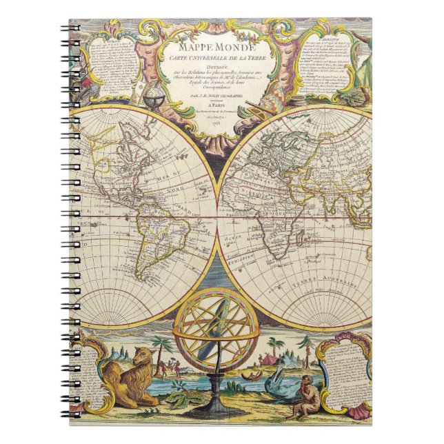 Decorative Mappe Monde Globe Notebook (Front)