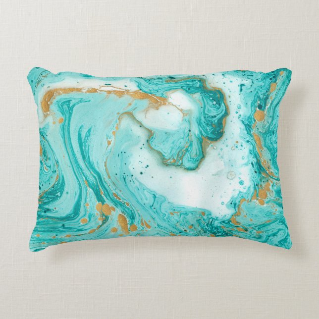 Decorative marble texture. Abstract painting. Turq Accent Pillow (Front)