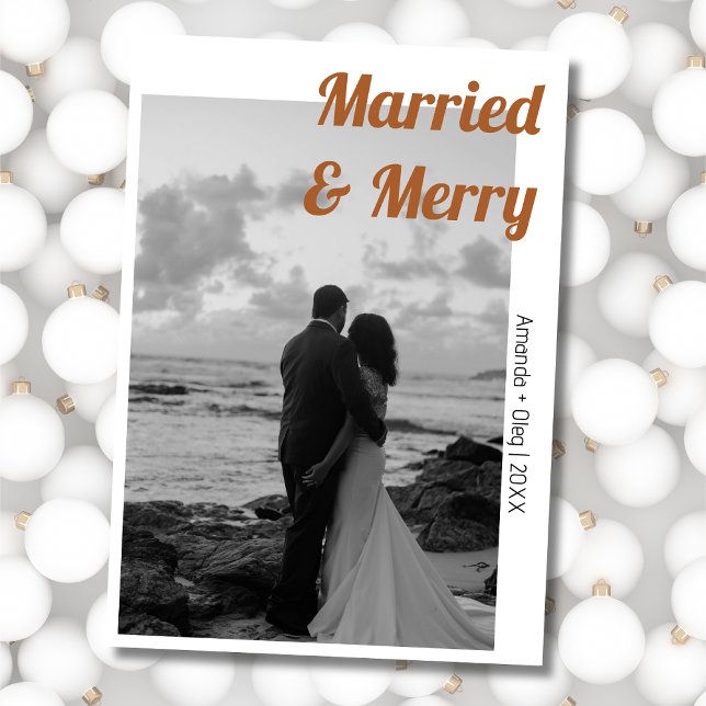 Decorative Married & Merry Modern Gingerbread Text Holiday Card (Creator Uploaded)
