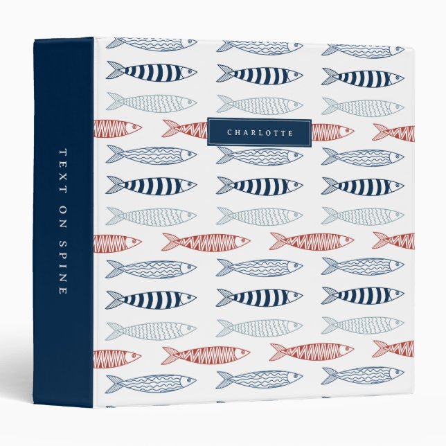 Decorative Mediterranean Sardines Fish Album 3 Ring Binder (Front/Spine)